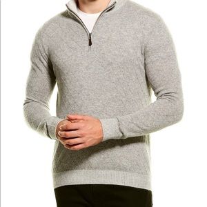 Forte Cashmere Men’s Quarter Zip Mock Neck Sweater